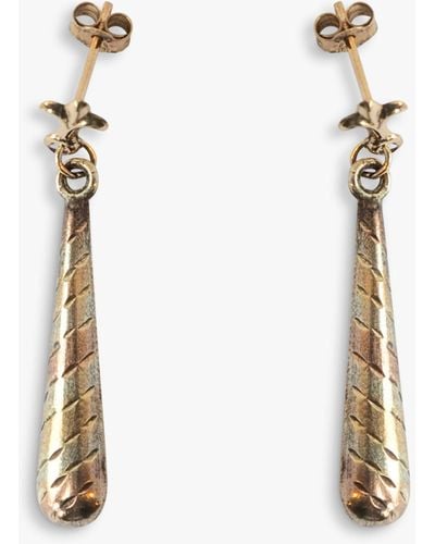 L & T Heirlooms Second Hand 9ct Yellow And White Gold Drop Earrings