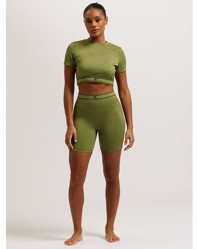 Juicy Couture Rayon Rib Cycling Shorts - Green