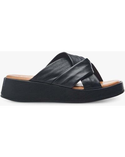 Moda In Pelle Grana Slider Leather Sandals - Black