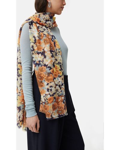 Jigsaw Sheer Petal Gauze Scarf - Blue