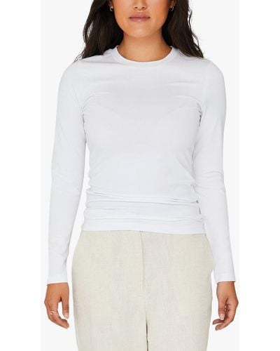 A-View Stabil Cotton Blend Long Sleeve Top - White