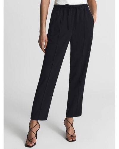 Reiss Hailey - Black Tapered Pull On Trousers, Us 0 - Blue