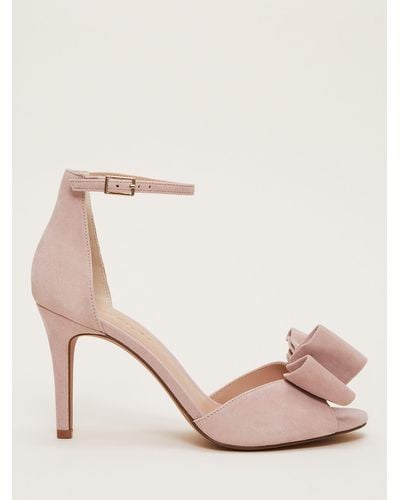 Phase Eight Suede Bow Front High Heel Sandals - Pink