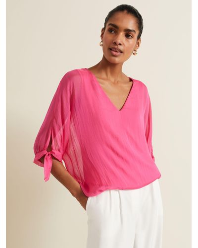 Phase Eight Madison Silk Blend Blouse - Pink