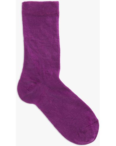 John Lewis Merino Wool Mix Ankle Socks - Purple