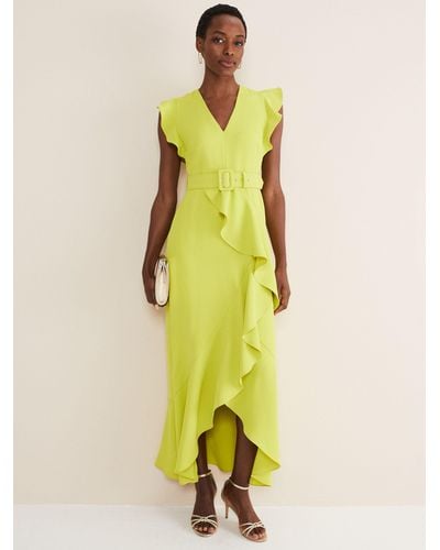 Phase Eight Phoebe Frill Belted Maxi Dress - Yellow