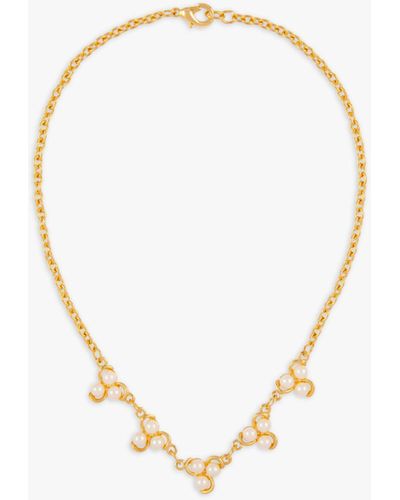 Susan Caplan Vintage Rediscovered Collection Gold Plated Cluster Faux Pearl Chain Necklace - Metallic