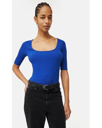 Jigsaw Scoop Neck Ribbed Top - Blue