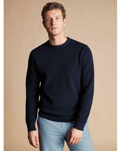 Charles Tyrwhitt Ribbed Crew Neck Jumper - Blue