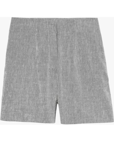 Sisley Linen Blend High Waist Shorts - Grey