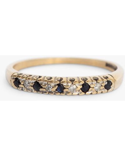 L & T Heirlooms Second Hand 9ct Yellow Gold Diamond And Sapphire Half Eternity Ring - Natural
