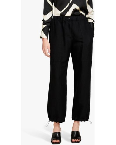 Sisley Linen Blend Cargo Trousers - Black
