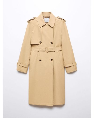 Mango Fluid Double Breasted Trench Coat - Natural