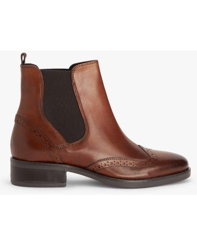 John Lewis Pheebs Leather Brogue Detail Chelsea Boots - Brown