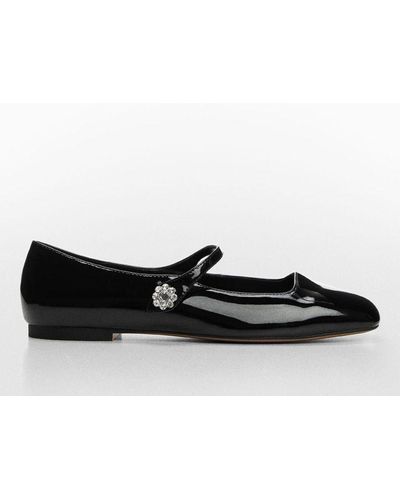 Mango Patent Flat Shoes - Black