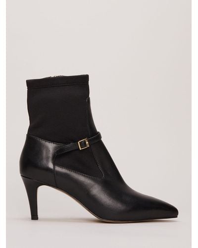 Phase Eight Leather Buckle Detail Sock Boots - Black