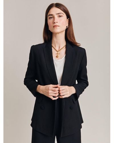 Ghost Viola Double Breasted Tailored Crepe Jacket - Black