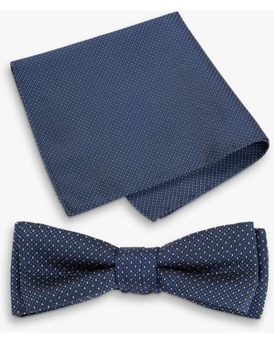 BOSS Heritage Silk Blend Bow Tie & Pocket Square Set - Blue