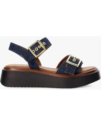 Dune Loells Denim Flatform Buckle Sandals - Blue