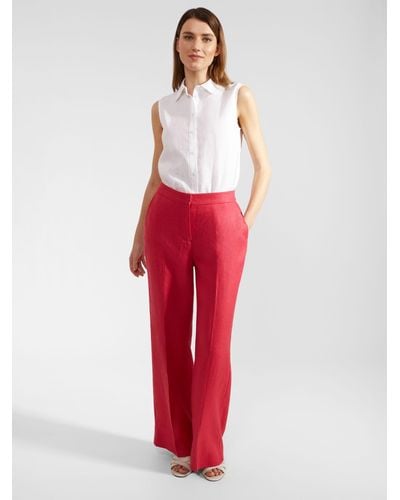 Hobbs Petite Mirabel Linen Suit Trousers - Red