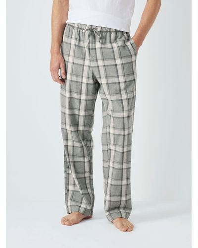 John Lewis Organic Cotton Grid Check Pyjama Bottoms - Grey
