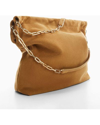 Mango Chain Suede Handbag in Brown