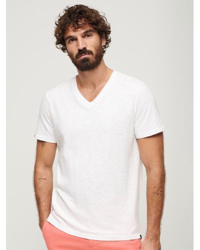 Superdry V-neck Slub Short Sleeve T-shirt - White