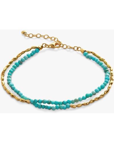 Monica Vinader Nugget Turquoise And Rice Bead Layered Bracelet - Blue