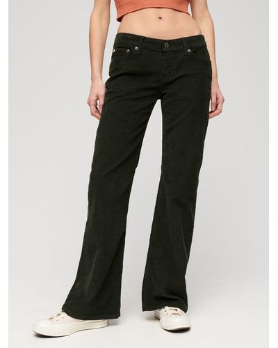 Superdry Low Rise Cord Flare Jeans - Black