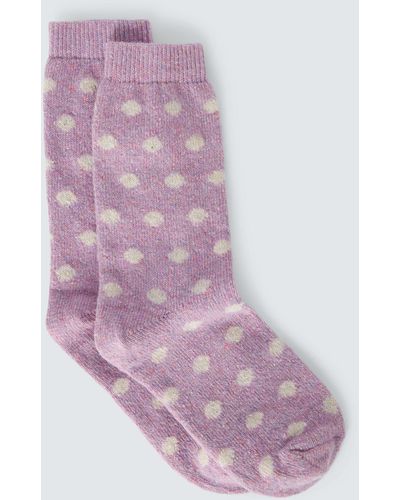 John Lewis Spot Wool Silk Blend Ankle Socks - Pink