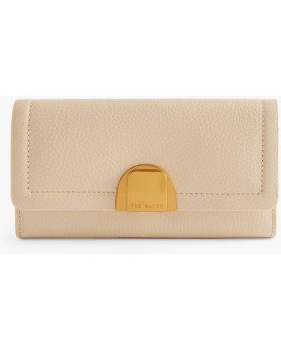 Ted Baker Imieldi Lock Detail Flapover Purse - Natural