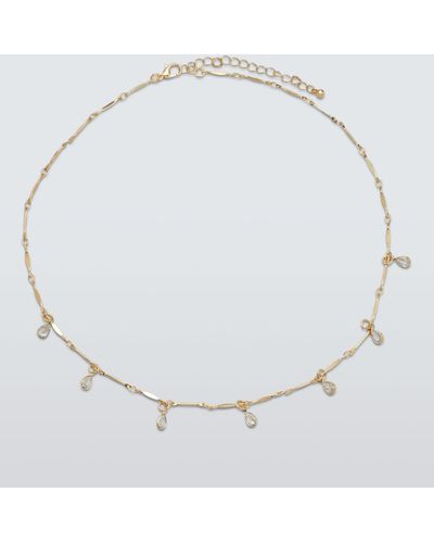 John Lewis Crystal Droplet Bar Necklace - Metallic