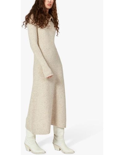 Nué Notes Wesly Wool Blend Polo Collar Knitted Maxi Dress - Natural