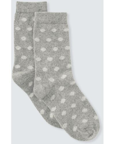 John Lewis Spot Wool Silk Blend Ankle Socks - White