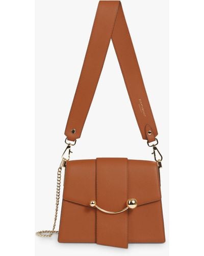 Strathberry Box Crescent Leather Shoulder Bag - Brown