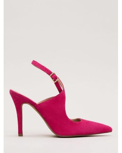 Phase Eight Cross Strap Open Back Suede Shoes - Pink