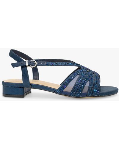 Paradox London Quest Wide Fit Glitter Sandals - Blue