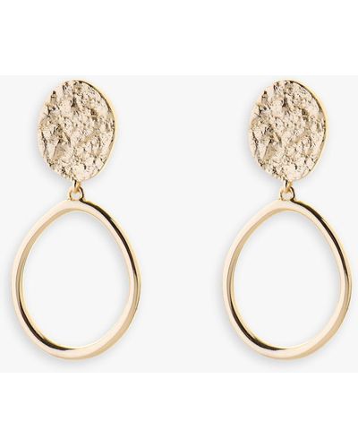Tutti & Co Textured Oval Drop Earrings - Metallic