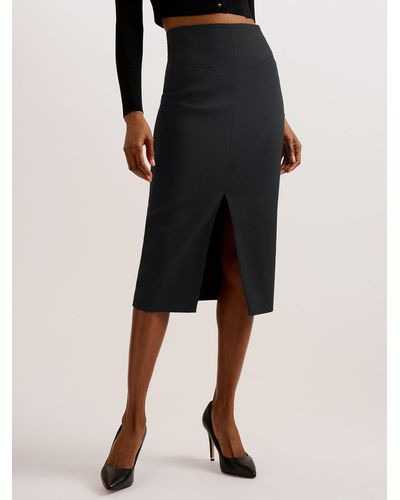 Ted Baker Manabus Tailored Front Split Skirt - Black