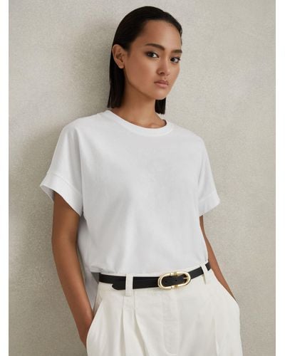 Reiss Lois Boxy Cotton T-shirt - White