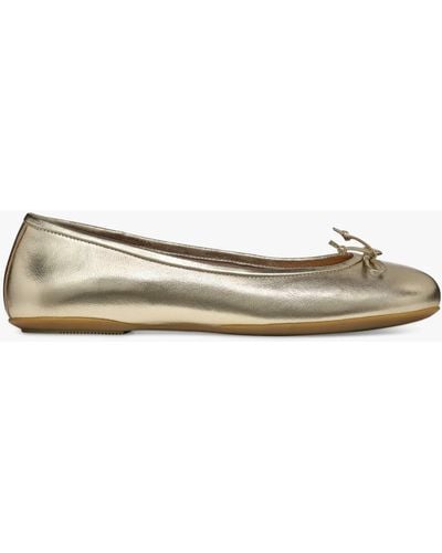 Geox Palmaria Leather Ballerina Shoes - Natural
