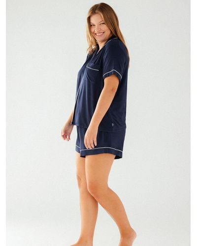 Chelsea Peers Curve Modal Short Shirt Pyjama Set - Blue