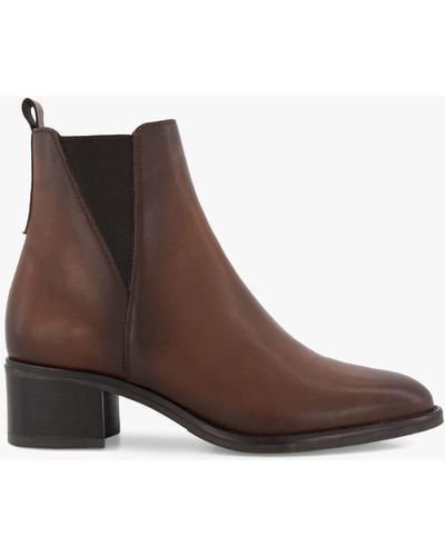 Dune Pouring Pointed-toe Leather Ankle Boots - Brown