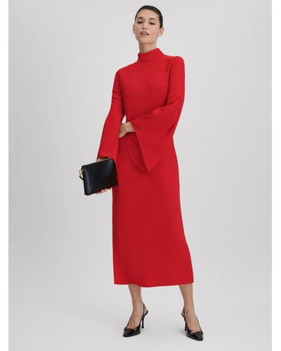 Reiss Katya Long Sleeve Bodycon Maxi Dress - Red
