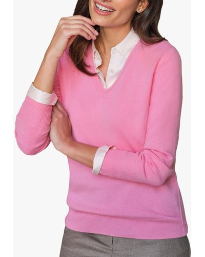 Pure Collection Cashmere V-neck Jumper - Pink