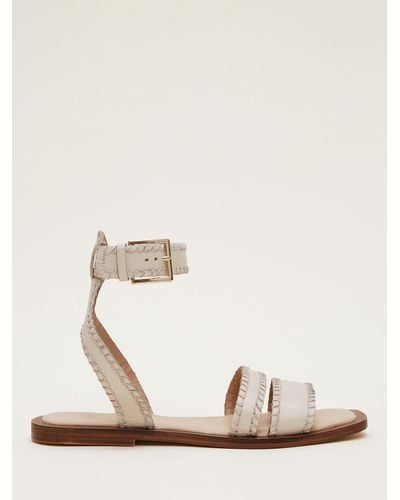 Phase Eight Leather Double Strap Flat Sandals - White
