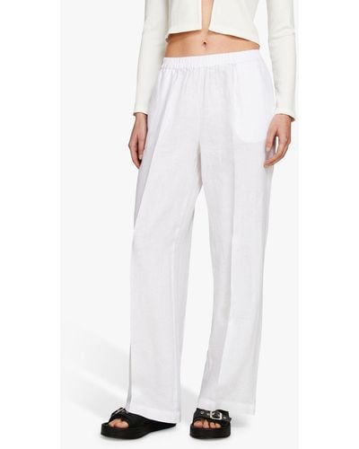Sisley Linen Flared Fit Trousers - White
