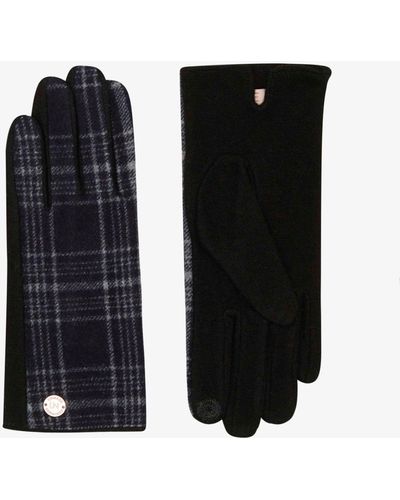 Unmade Copenhagen Kumi Check Print Wool Blend Gloves - Black