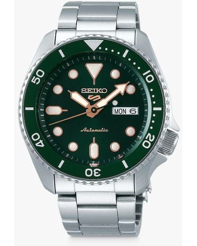 Seiko 5 Sports Automatic Day Date Bracelet Strap Watch - Green