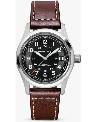 Hamilton H70455533 Khaki Field Automatic Date Leather Strap Watch - White